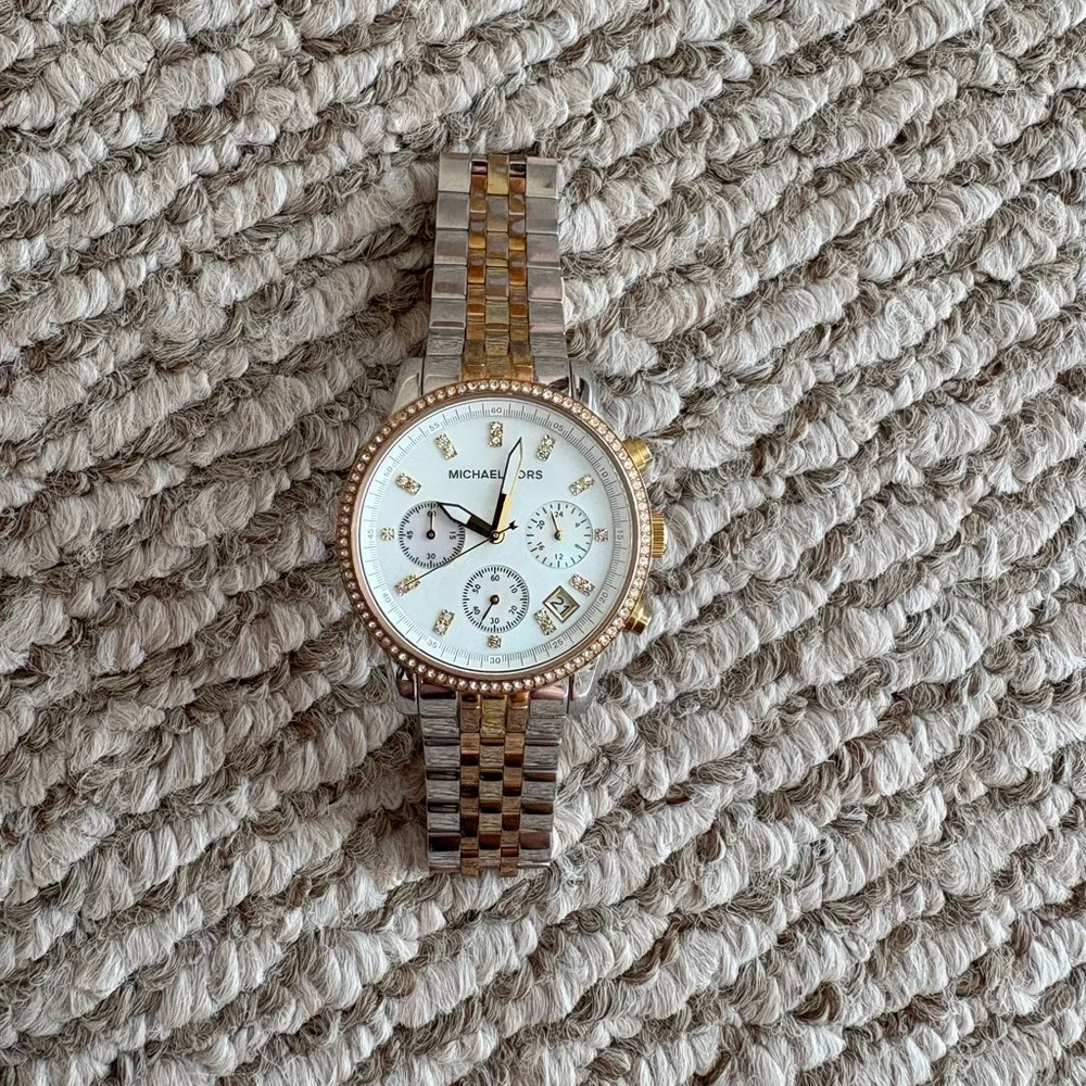 Michael Kors Two-Tone Crystal Bezel Watch - Silver & Gold